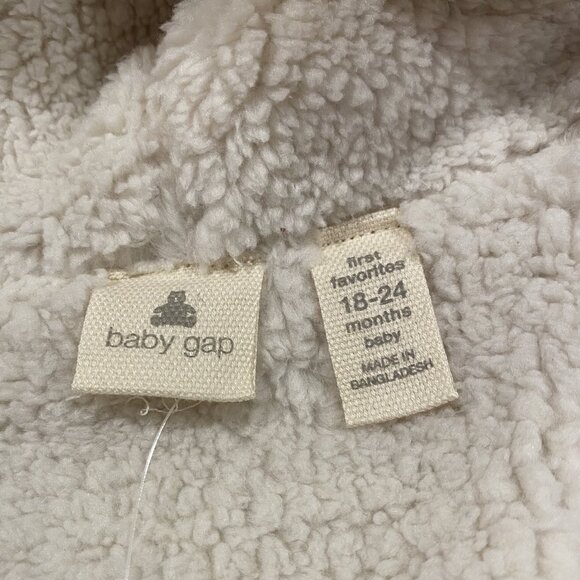 Baby Gap Sherpa Lined Button Sweater - Teddy Bear Ear Hood - 18-24 mos. NWT - Picture 5 of 9